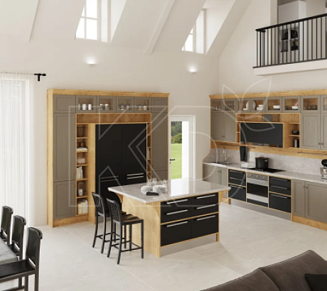 Особенности кухни из шпона дуба